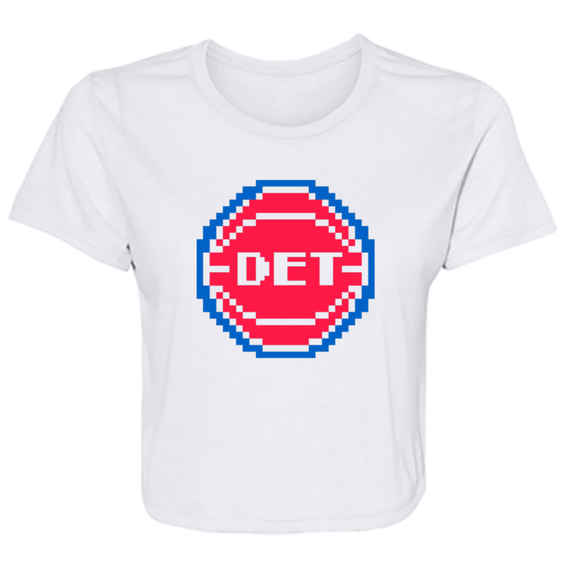 8Bit Detroit Basketball - Red Flowy Cropped Tee