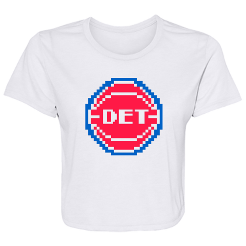 8Bit Detroit Basketball - Red Flowy Cropped Tee