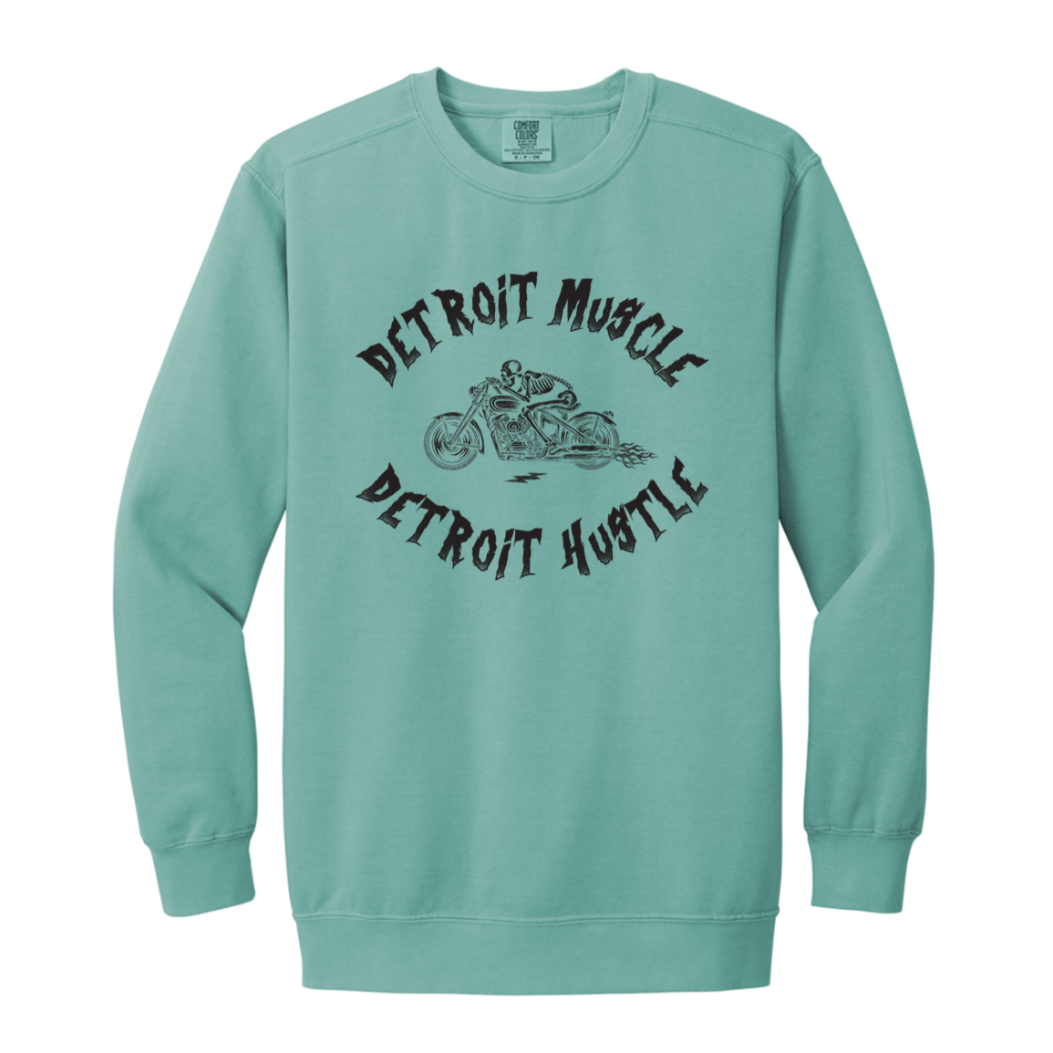 Detroit Muscle Detroit Hustle - Black Vintage Wash Crewneck Sweatshirt