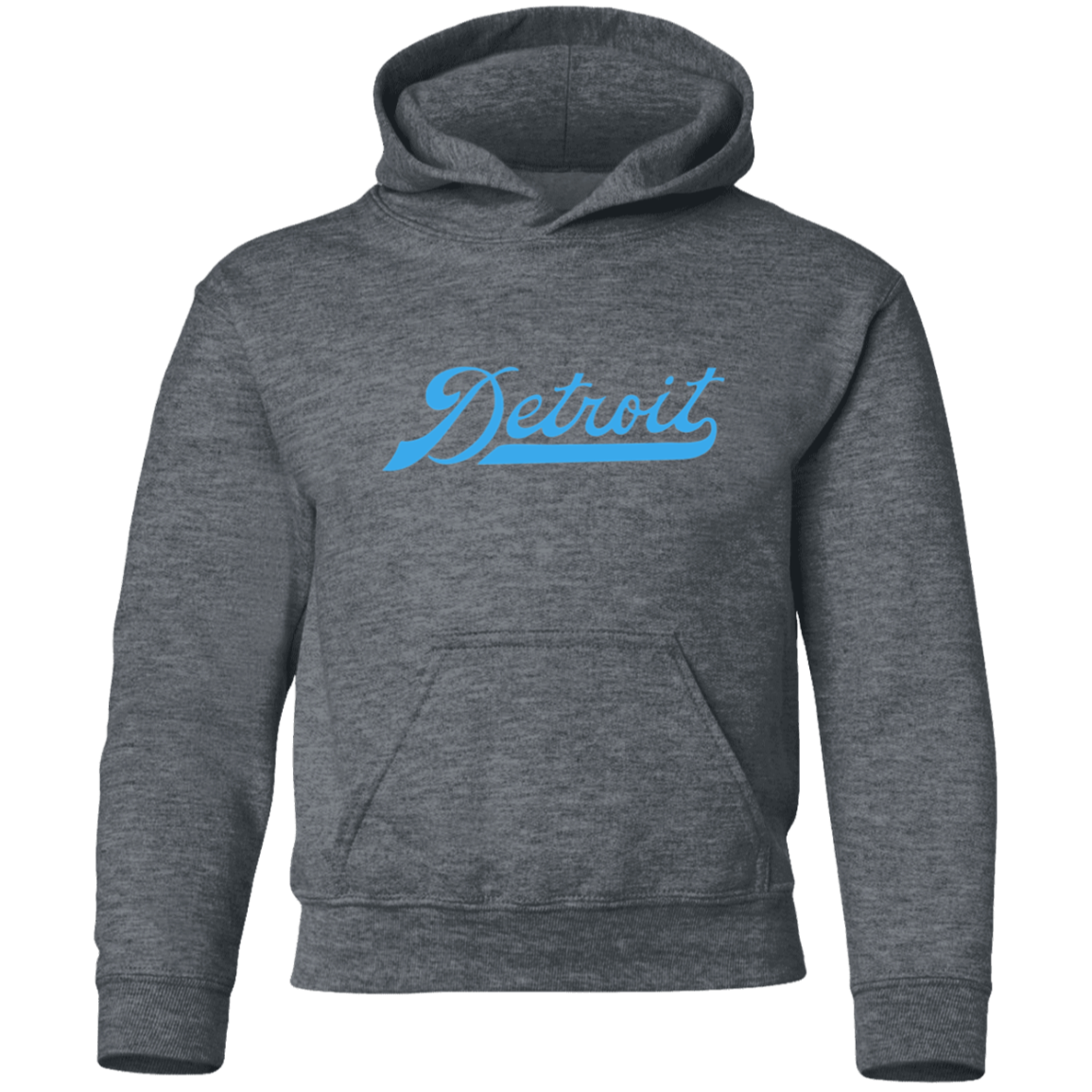 Detroit Football Script - Light Blue Kids Unisex Classic Hoodie