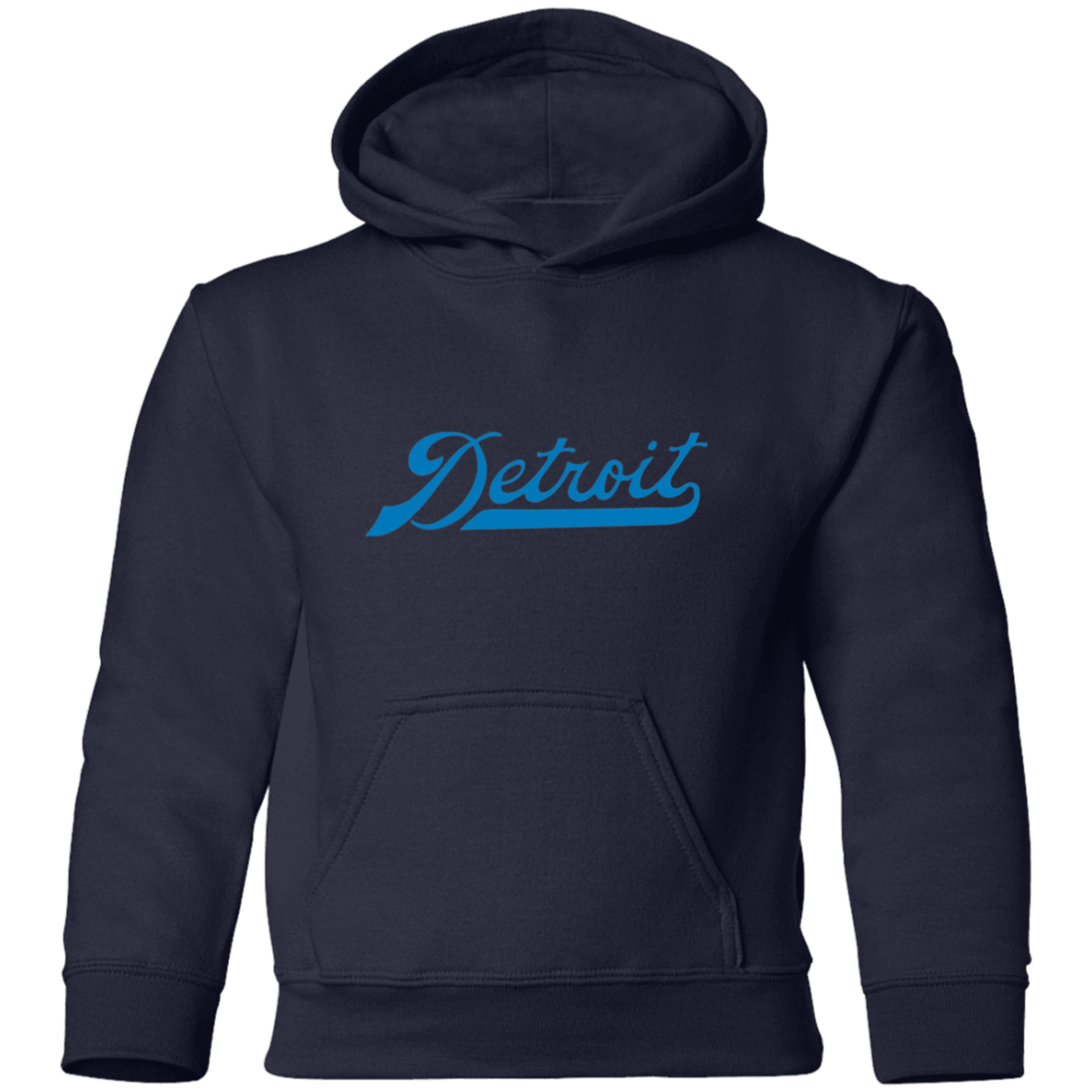 Detroit Football Script - Blue Kids Unisex Classic Hoodie