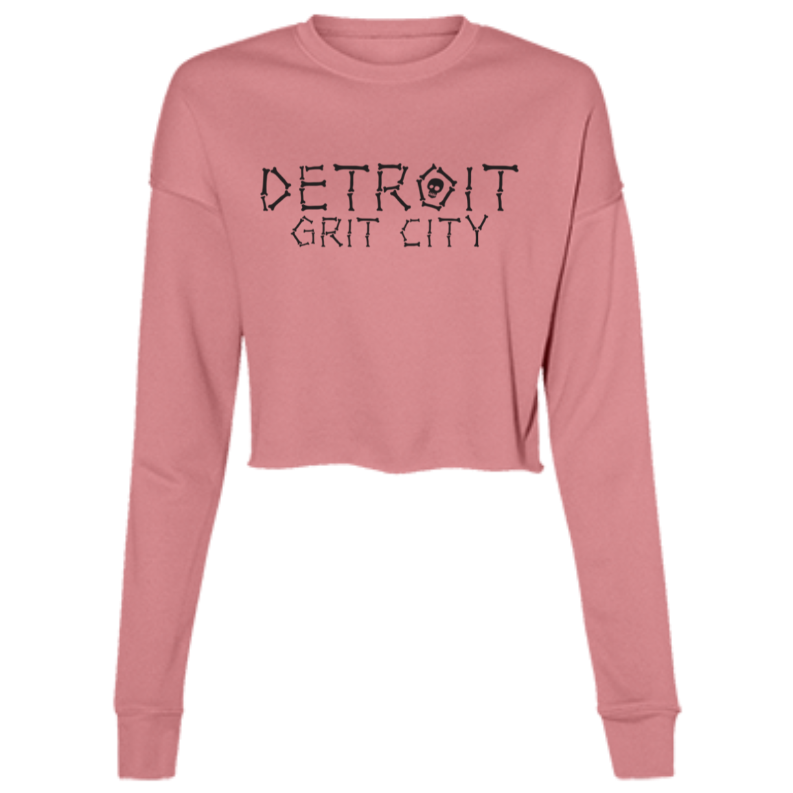 Detroit Grit City Bones - Black Women's Cropped Crewneck Sweatshirt