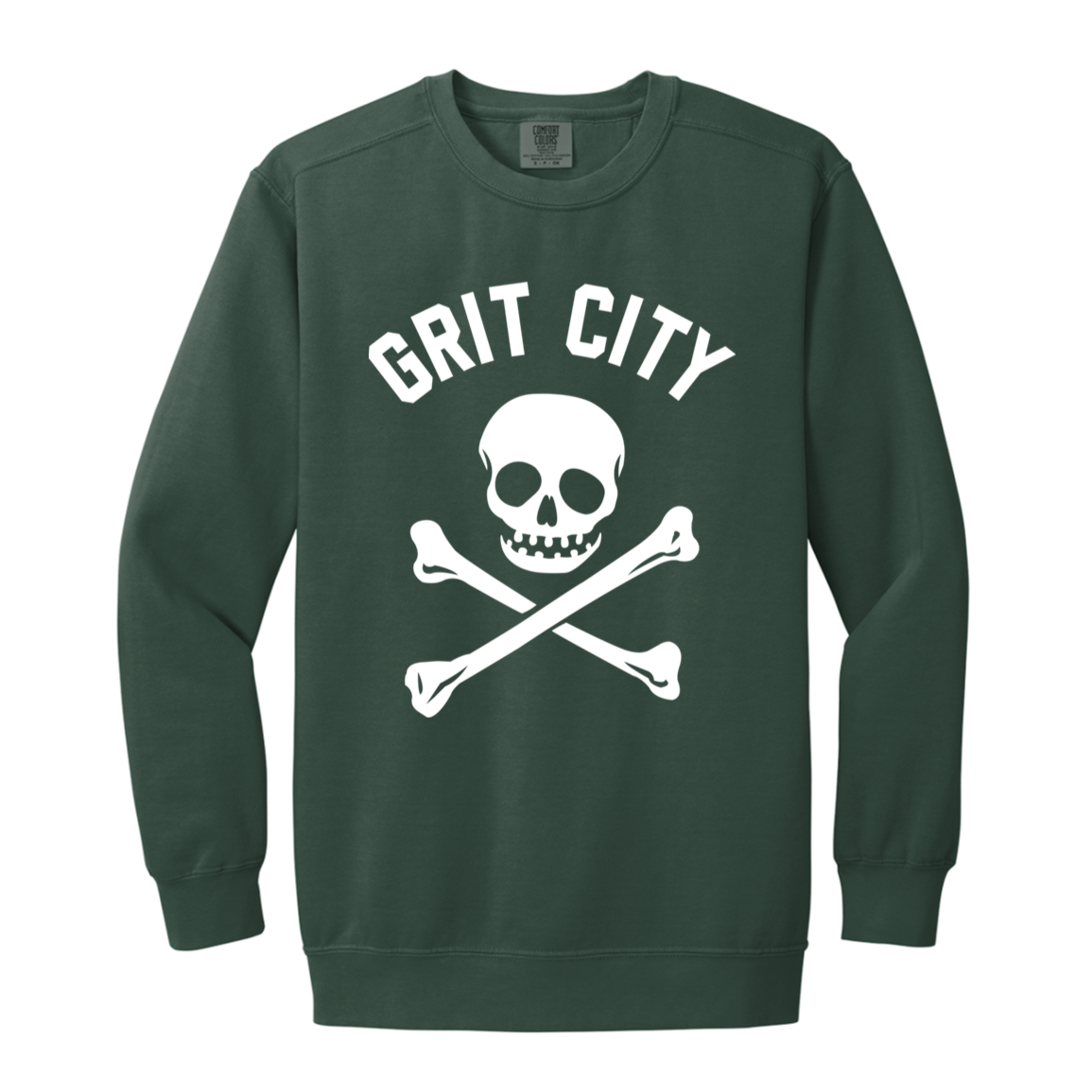 Grit City Cross Bones - White Vintage Wash Crewneck Sweatshirt