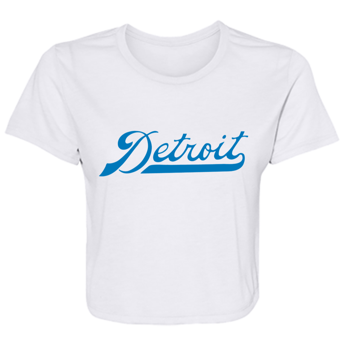 Detroit Football Script - Blue Flowy Cropped Tee