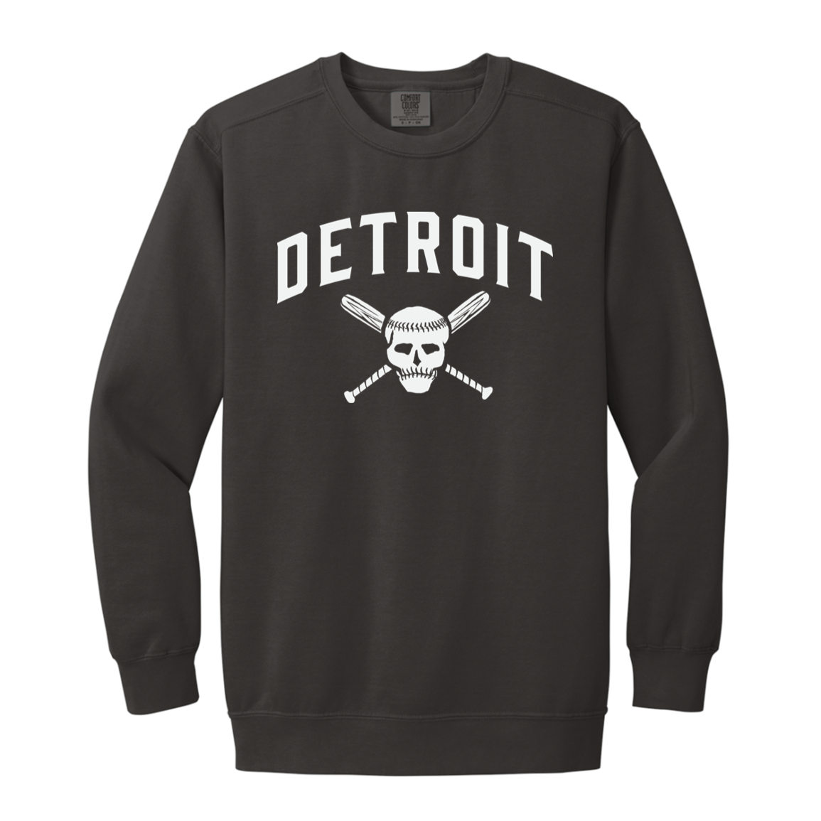 Detroit Skull and Crossbones - White Vintage Wash Crewneck Sweatshirt