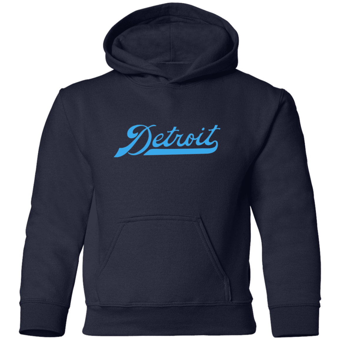 Detroit Football Script - Light Blue Kids Unisex Classic Hoodie