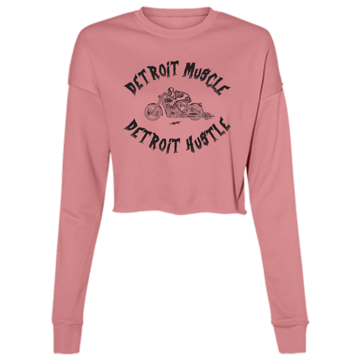 Detroit Muscle Detroit Hustle - Black Women's Cropped Crewneck Sweatshirt