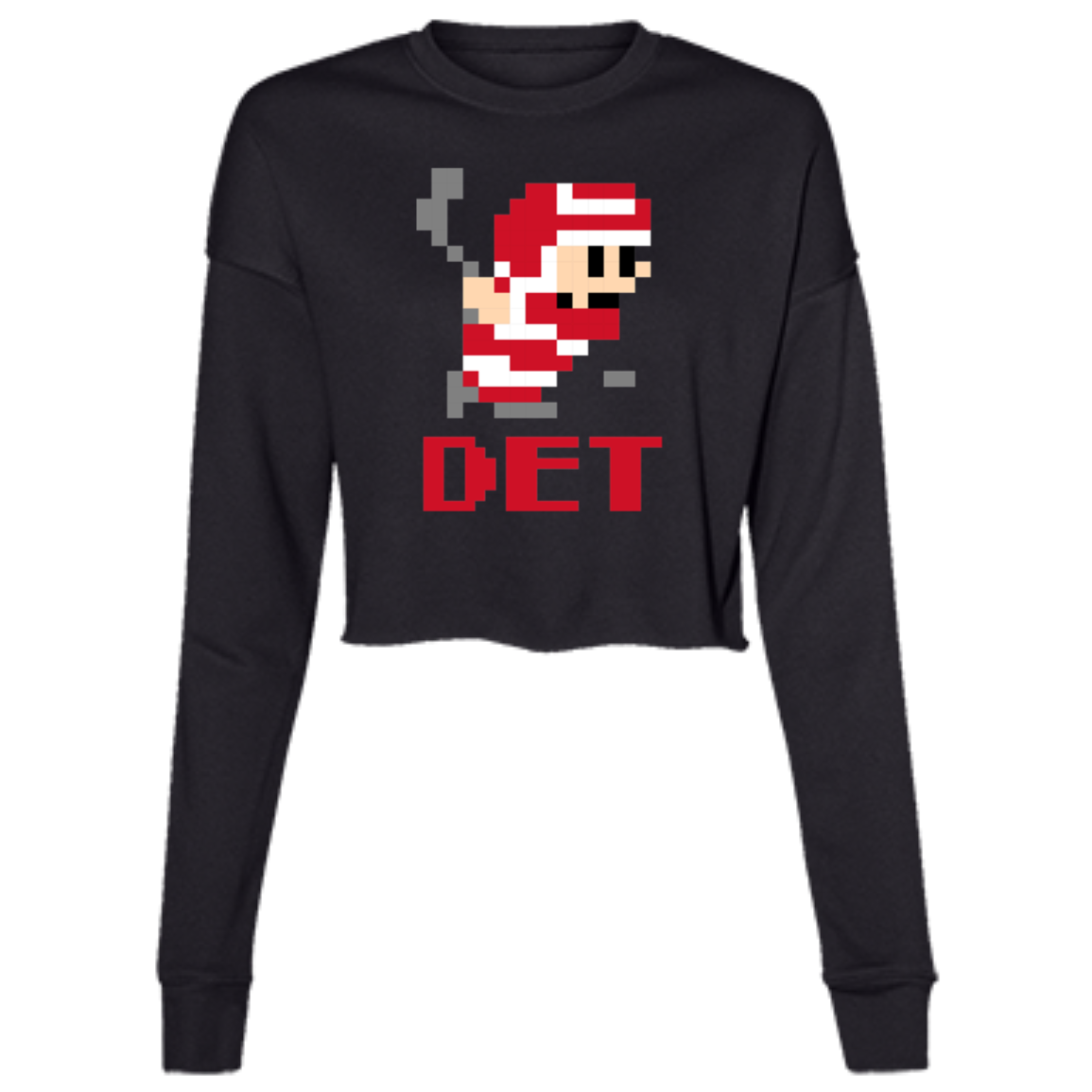 8bit Det Hockey - Red Women's Cropped Crewneck Sweatshirt