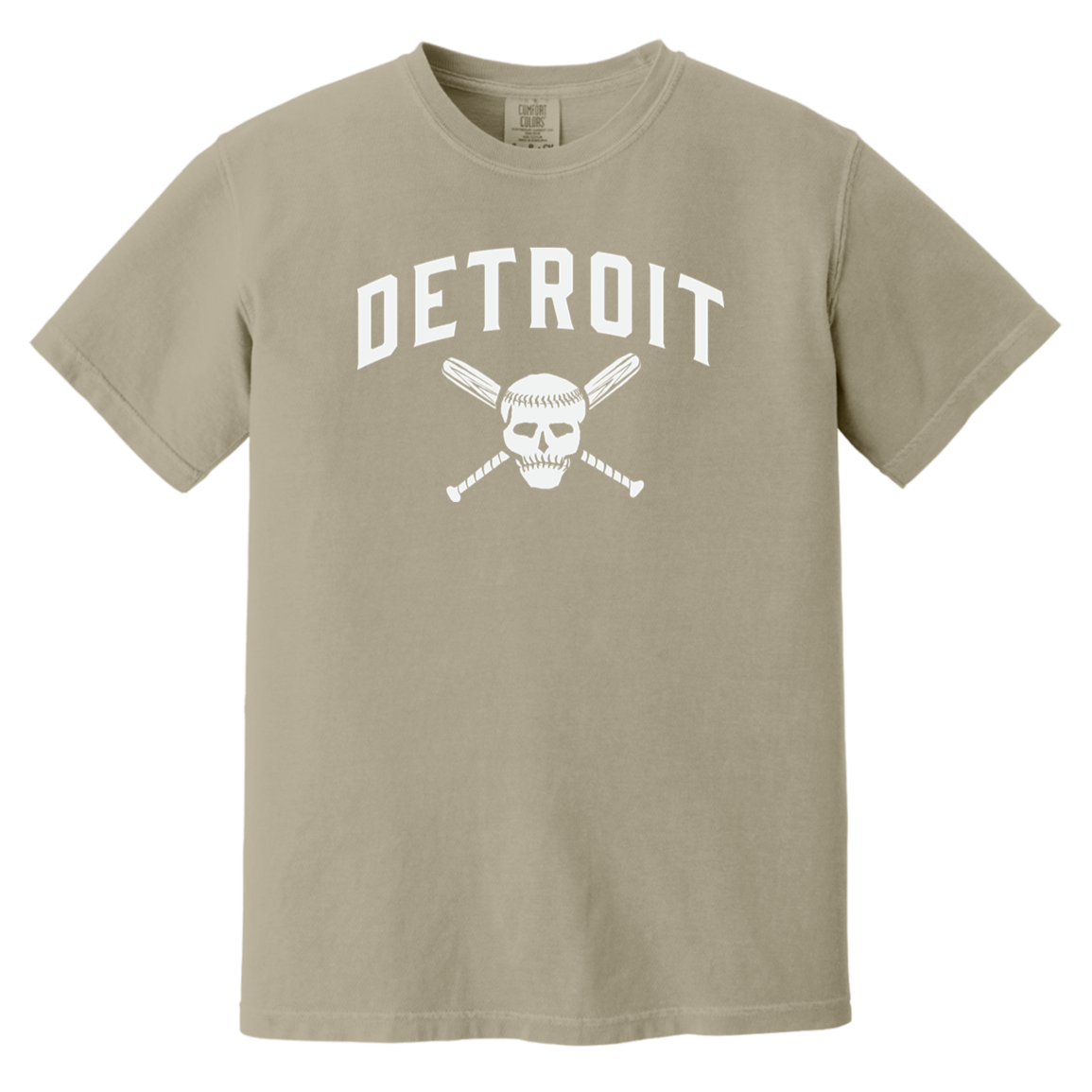 Detroit Skull and Crossbones - White Vintage Washed T-Shirt