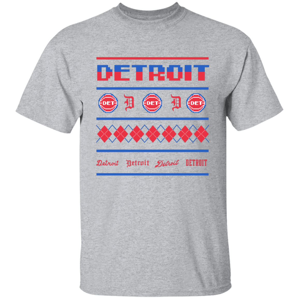 Detroit Basketball Sweater - Red Kids Unisex Classic T-Shirt