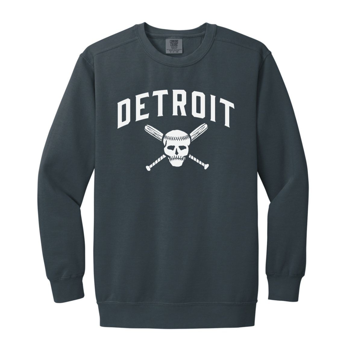 Detroit Skull and Crossbones - White Vintage Wash Crewneck Sweatshirt