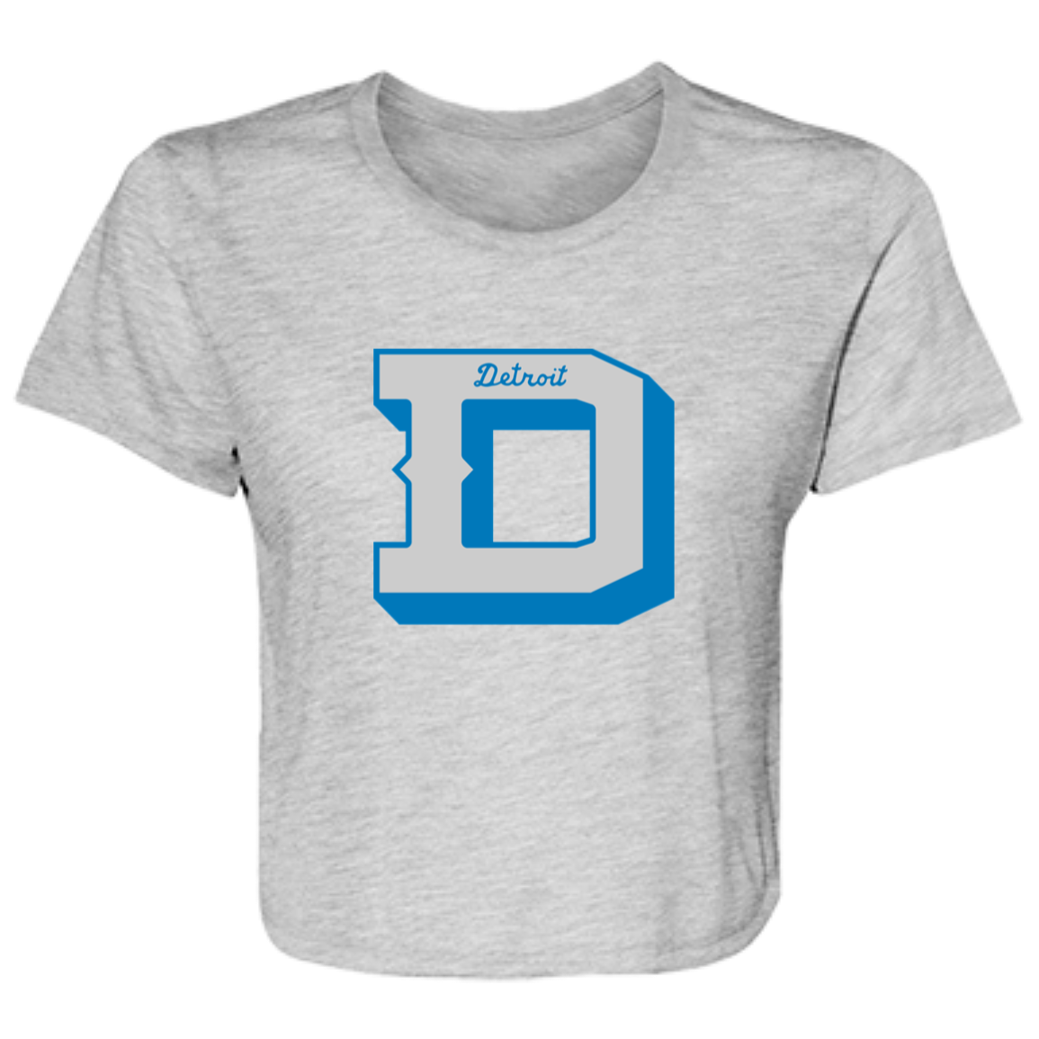 Detroit Football D - Silver + Blue Flowy Cropped Tee