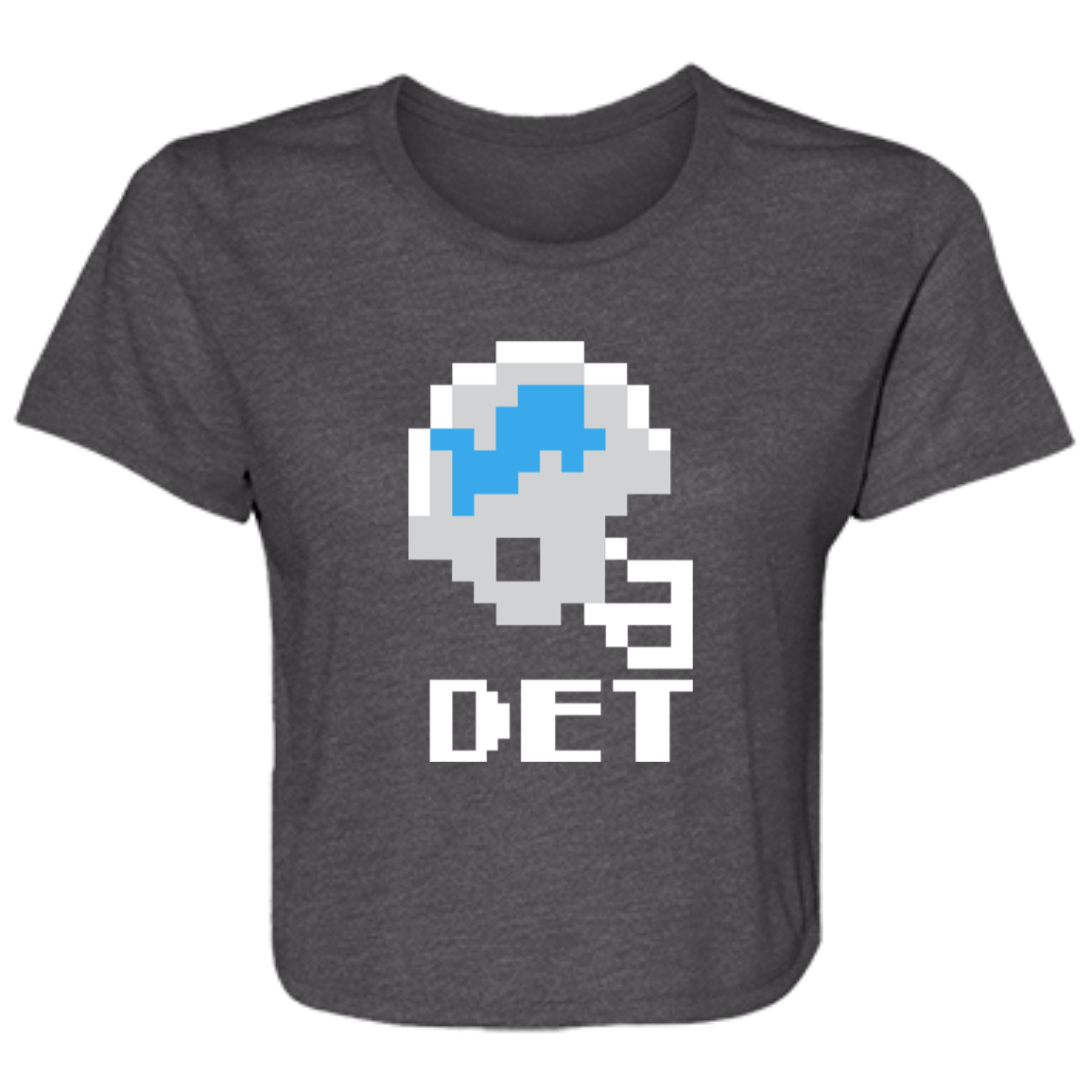 Detroit Football 8bit - Vintage Grey Flowy Cropped Tee