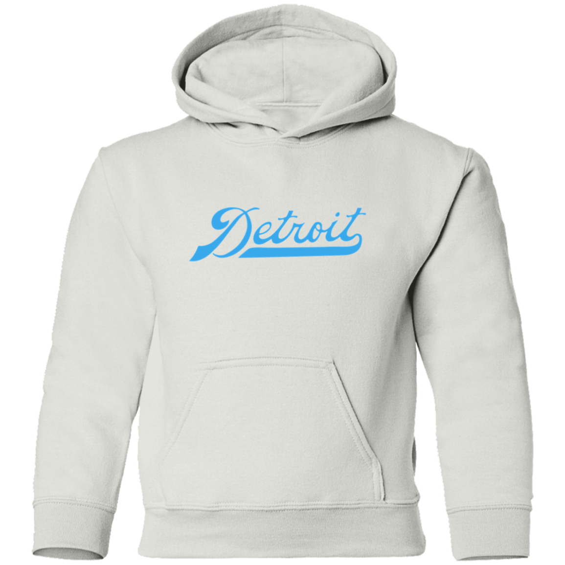 Detroit Football Script - Light Blue Kids Unisex Classic Hoodie