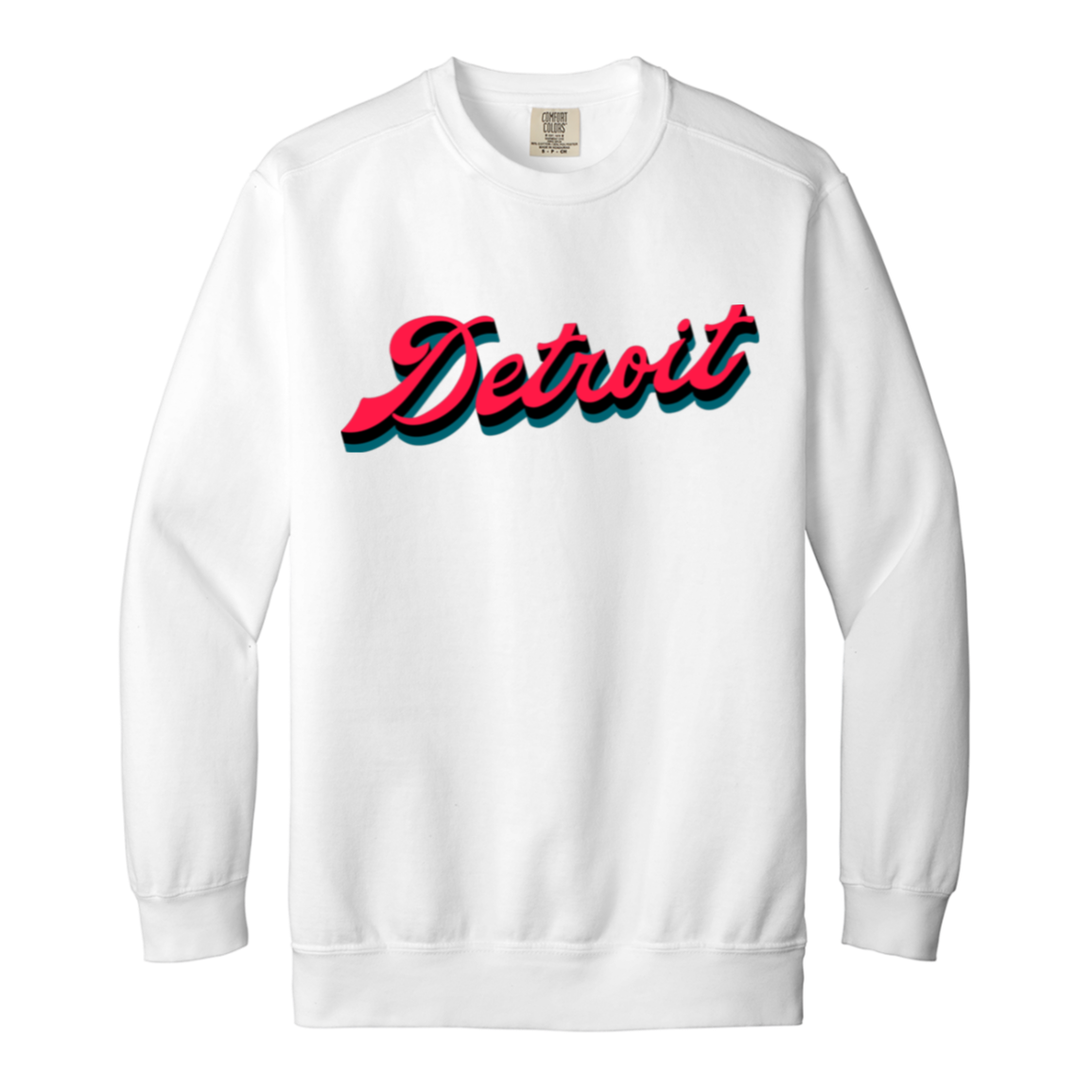 Detroit Basketball Script - Teal Vintage Wash Crewneck Sweatshirt