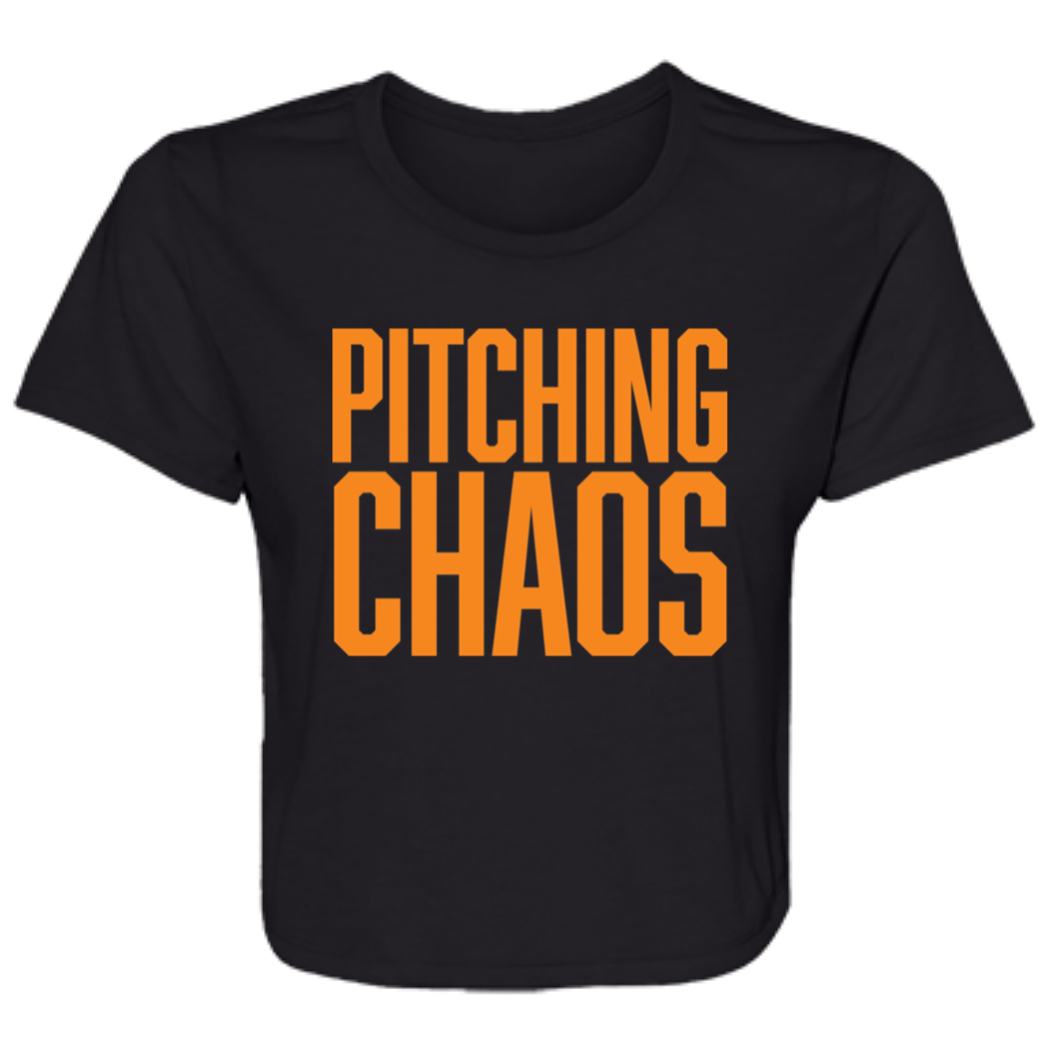 Pitching Chaos - Orange Women's Flowy Cropped T-Shirt