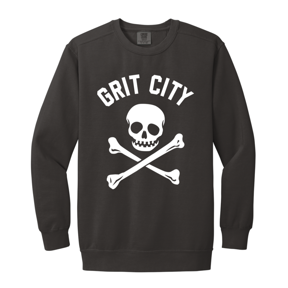 Grit City Cross Bones - White Vintage Wash Crewneck Sweatshirt