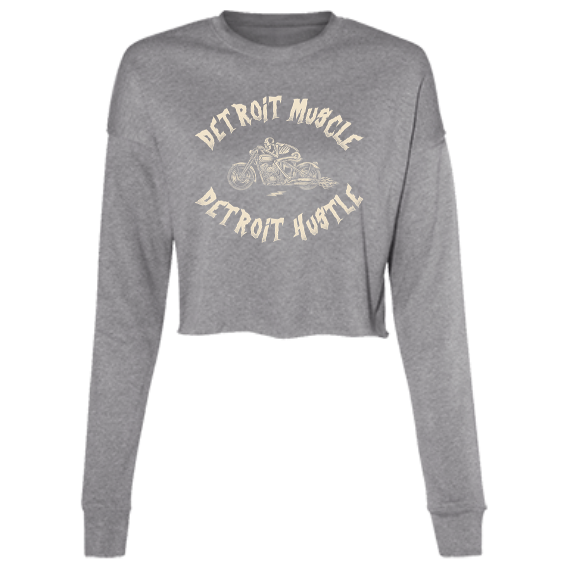 Detroit Muscle Detroit Hustle - Cream Women's Cropped Crewneck Sweatshirt
