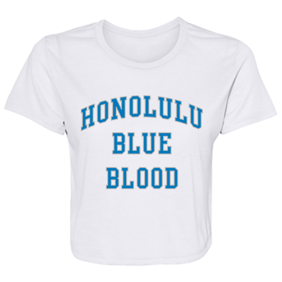 Honolulu Blue Blood - Blue + Silver Flowy Cropped Tee
