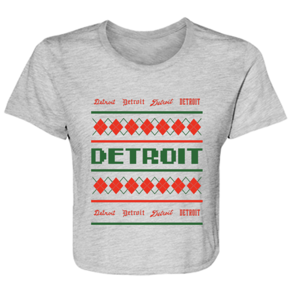 Detroit City Ugly Christmas Sweater Flowy Cropped Tee