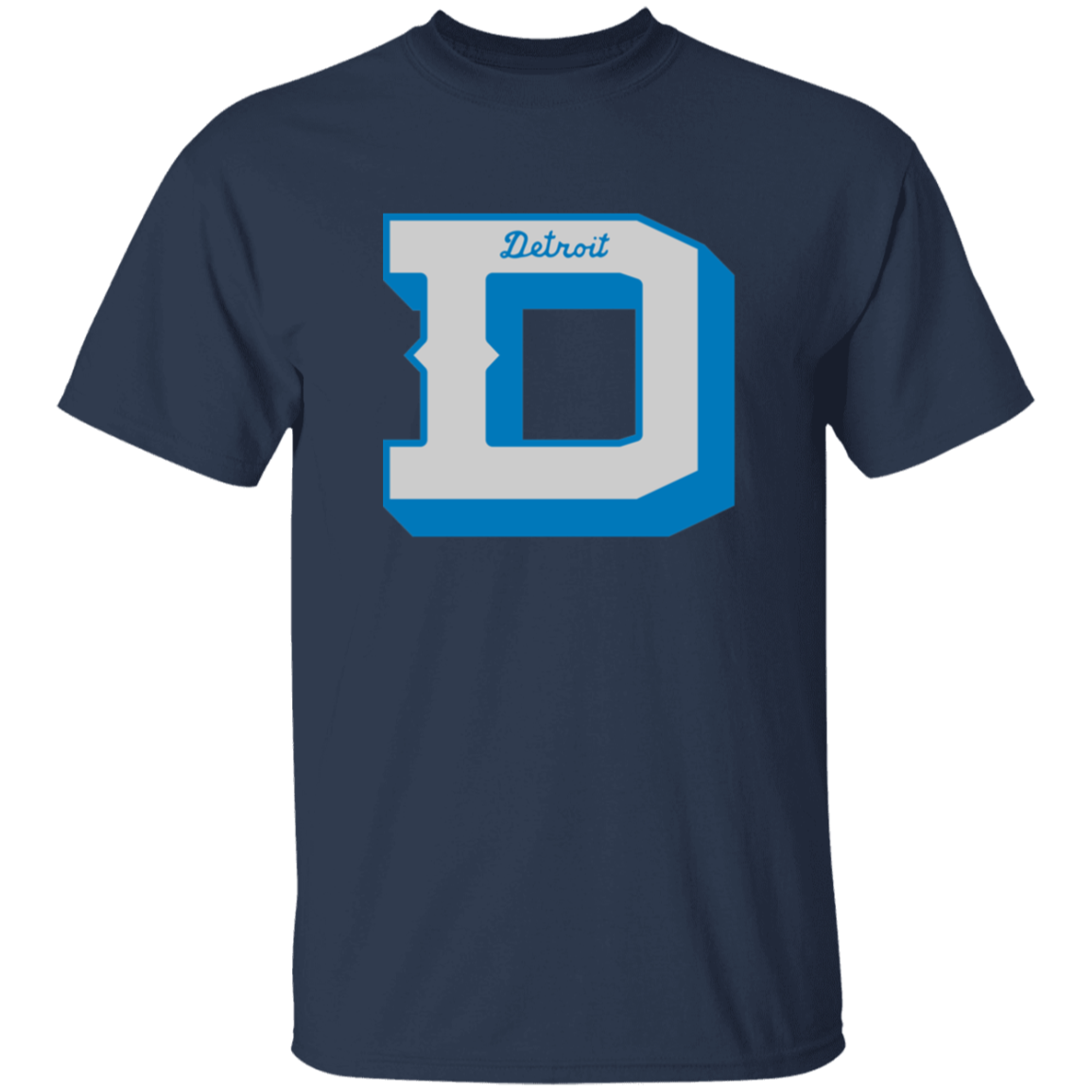 Detroit Football D - Silver + Blue Kids Unisex Classic T-Shirt