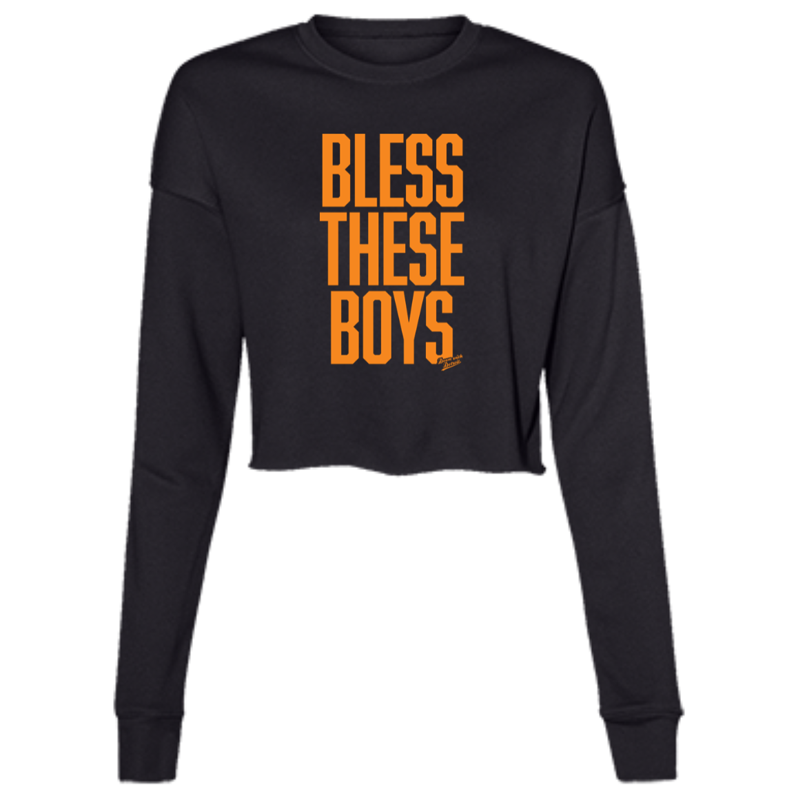 Bless These Boys - Block Font - Orange Women's Cropped Crewneck Sweatshirt