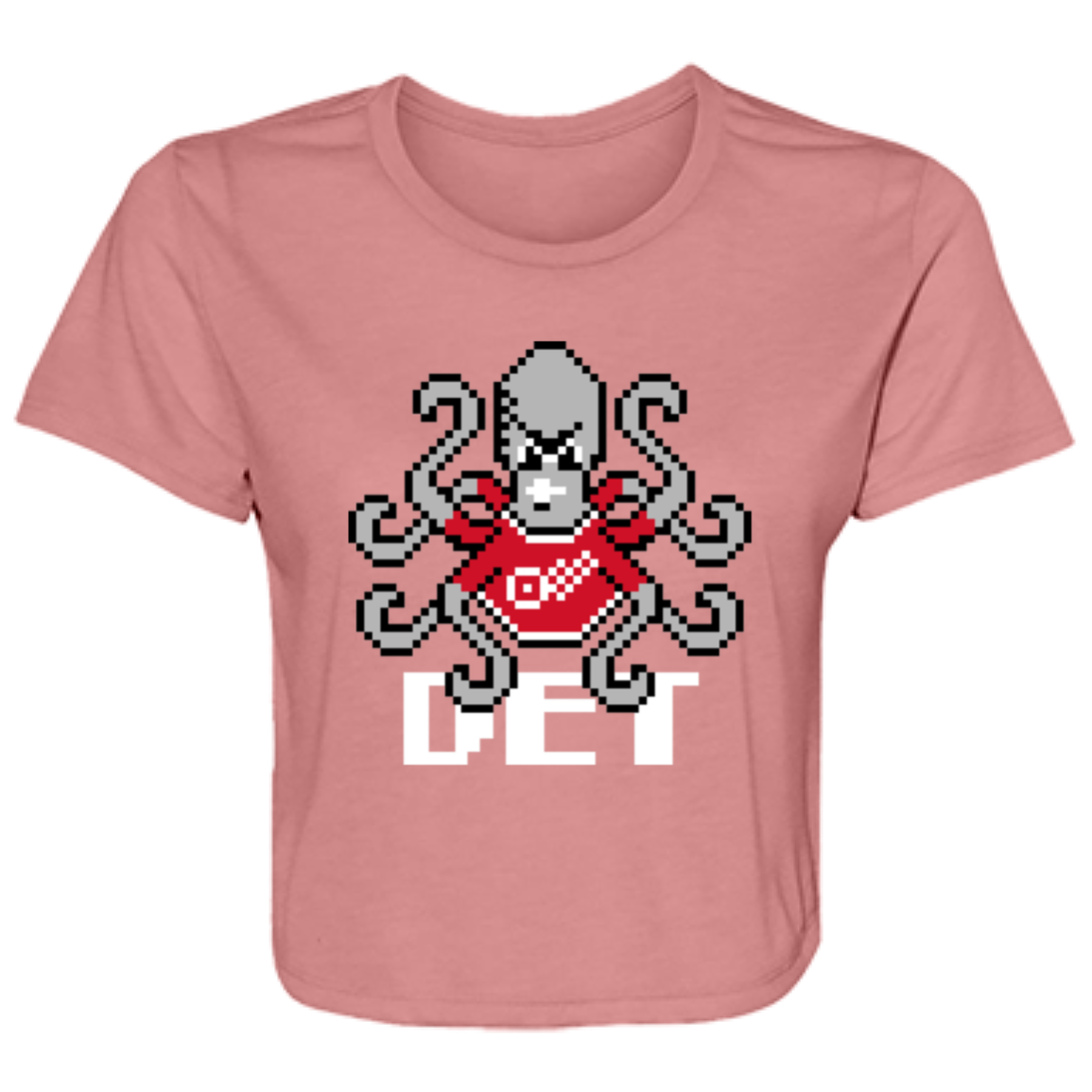 8bit Det Octopus - White Flowy Cropped Tee
