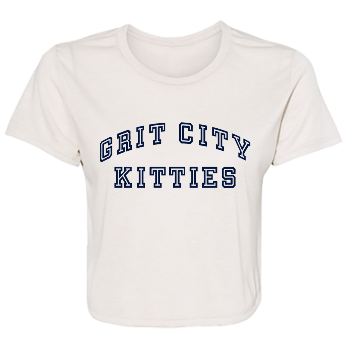 Grit City Kitties - Navy Women's Flowy Cropped T-Shirt