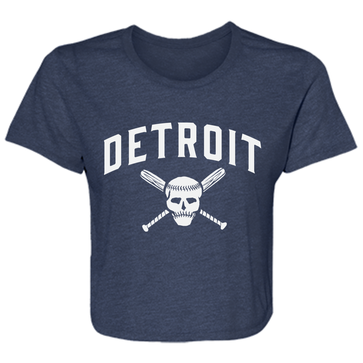 Detroit Skull and Crossbones - White Women's Flowy Cropped T-Shirt