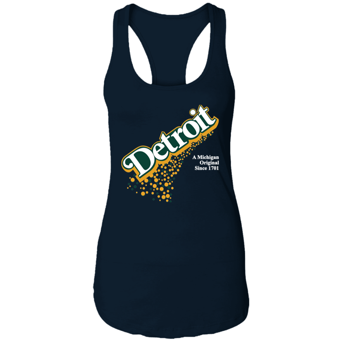 Detroit Original - Green + White Women's Racerback Tank