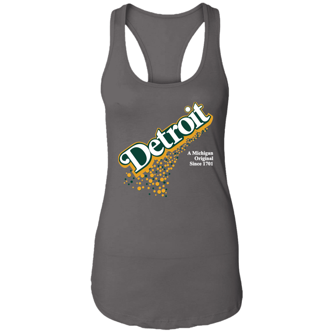 Detroit Original - Green + White Women's Racerback Tank