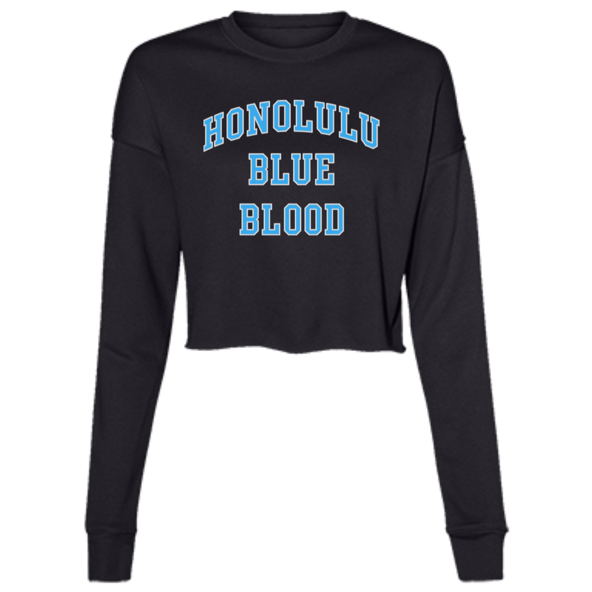 Honolulu Blue Blood - Light Blue + Silver Women's Cropped Crewneck Sweatshirt