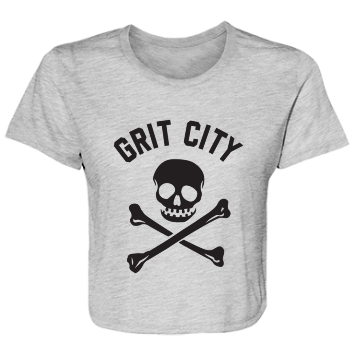 Grit City Cross Bones - Black Women's Flowy Cropped T-Shirt