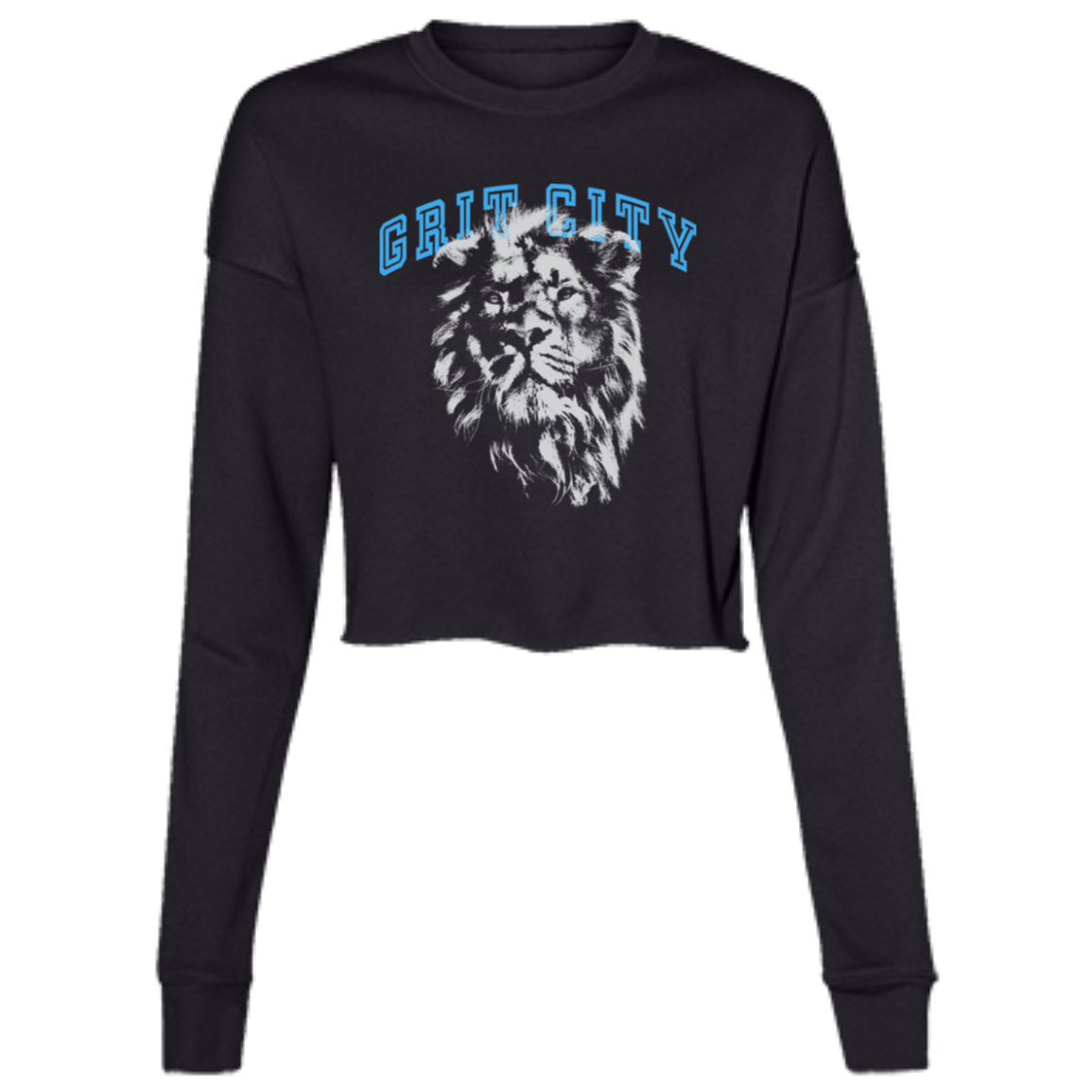 Grit City - Silver + Light Blue Women's Cropped Crewneck Sweatshirt