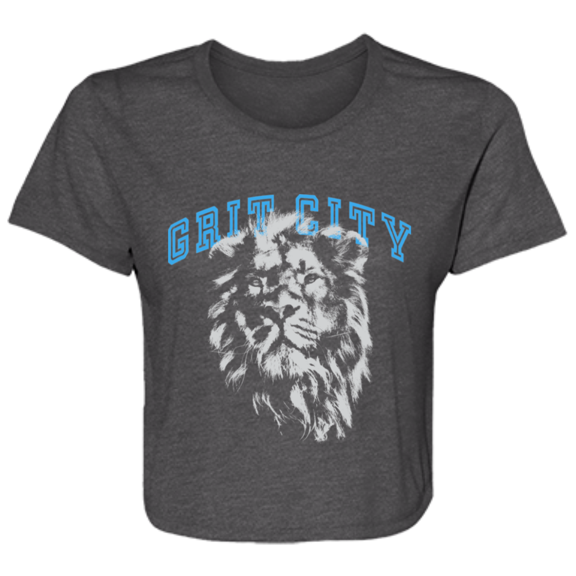 Grit City - Silver + Light Blue Flowy Cropped Tee