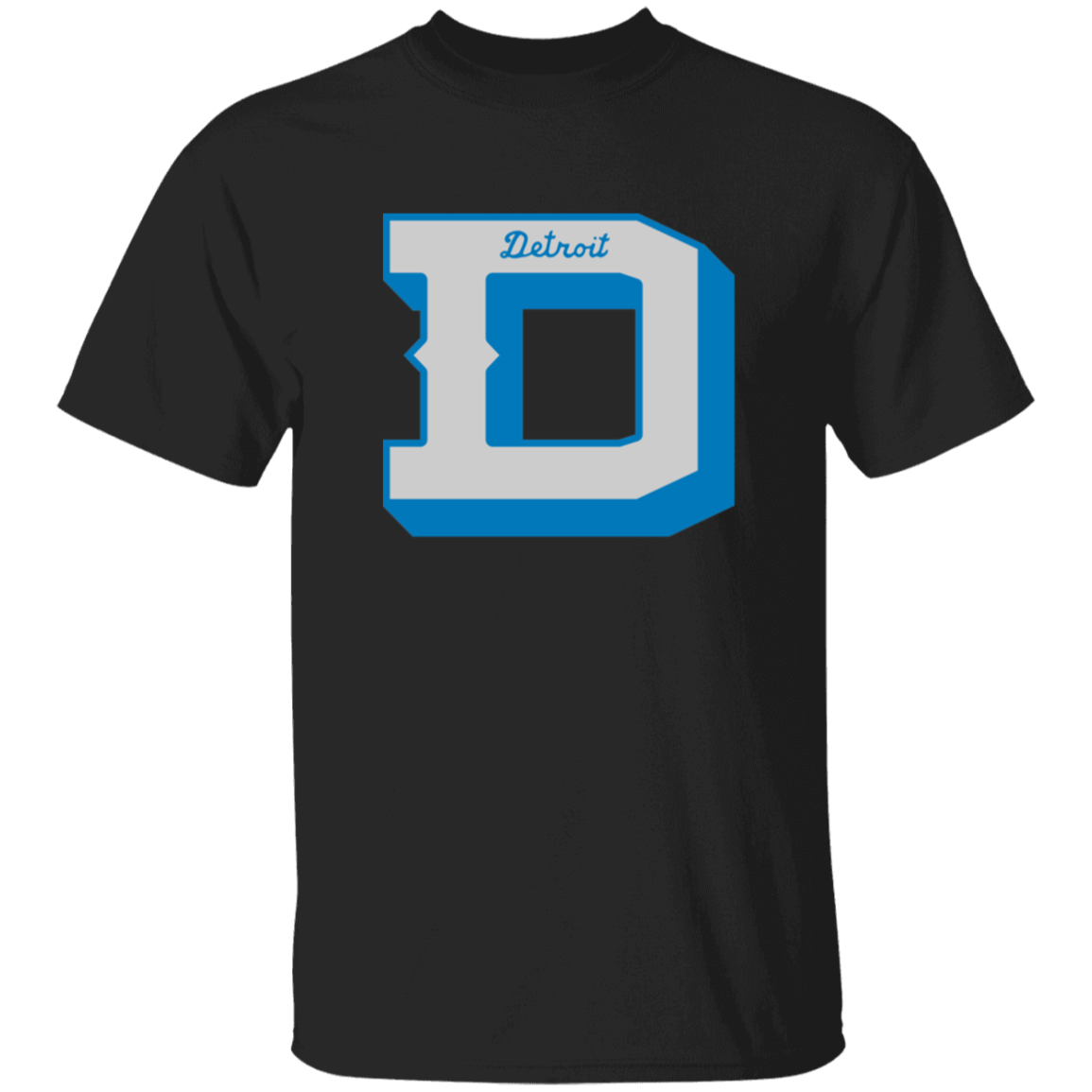Detroit Football D - Silver + Blue Kids Unisex Classic T-Shirt