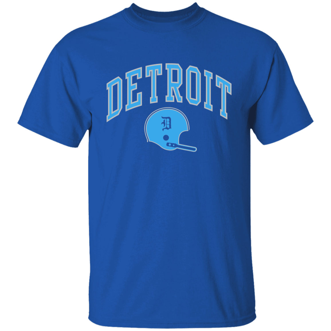 Detroit Football Helmet - Light Blue + Silver Kids Unisex Classic T-Shirt