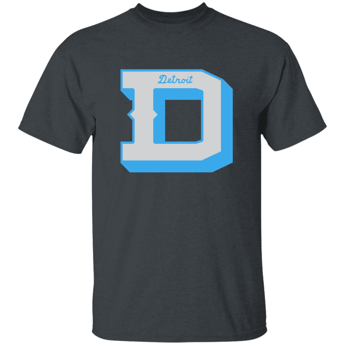 Detroit Football D - Silver + Light Blue Kids Unisex Classic T-Shirt