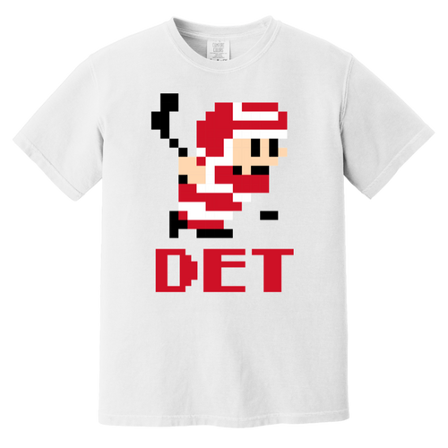 8bit Det Hockey - Red + Black Vintage Wash T-Shirt