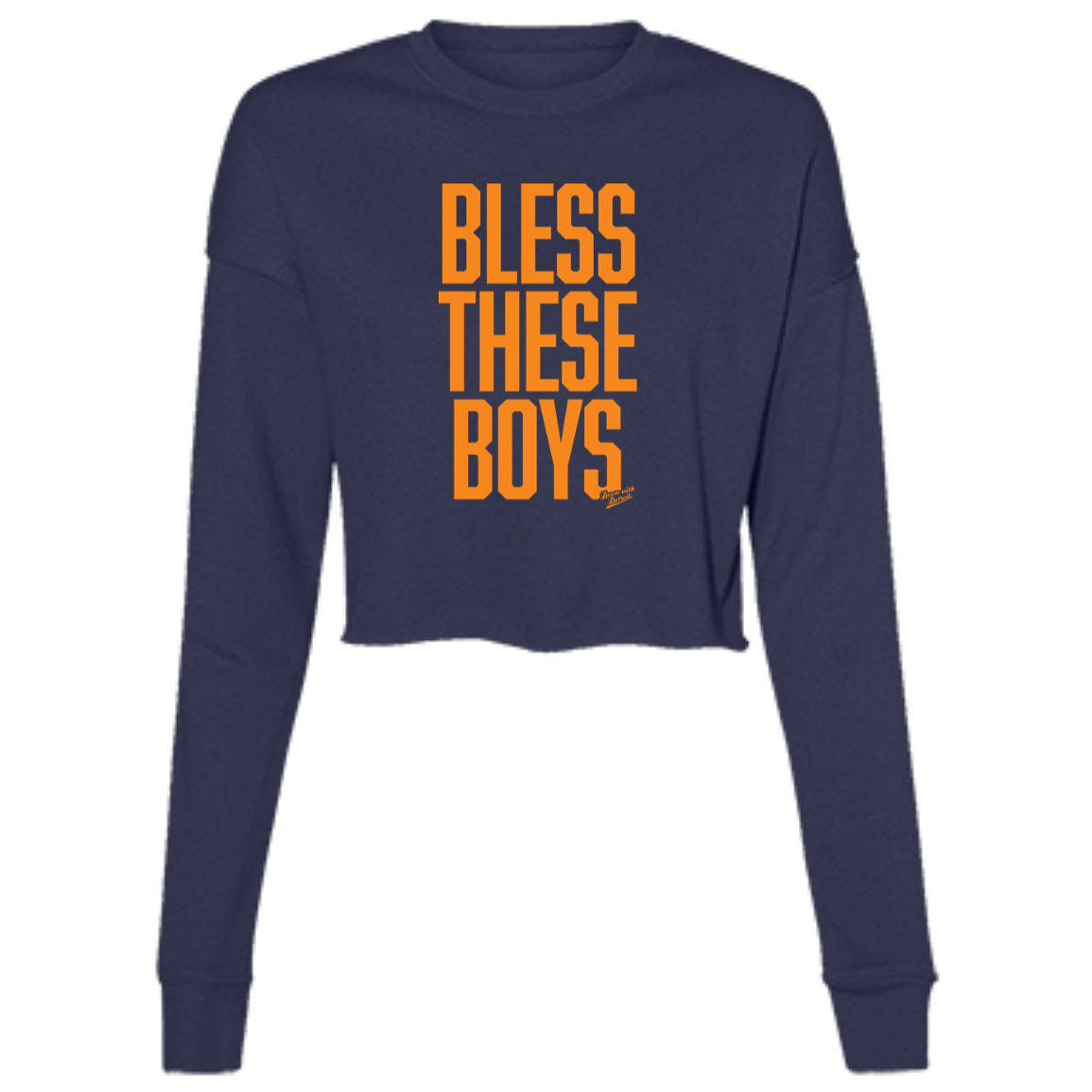 Bless These Boys - Block Font - Orange Women's Cropped Crewneck Sweatshirt
