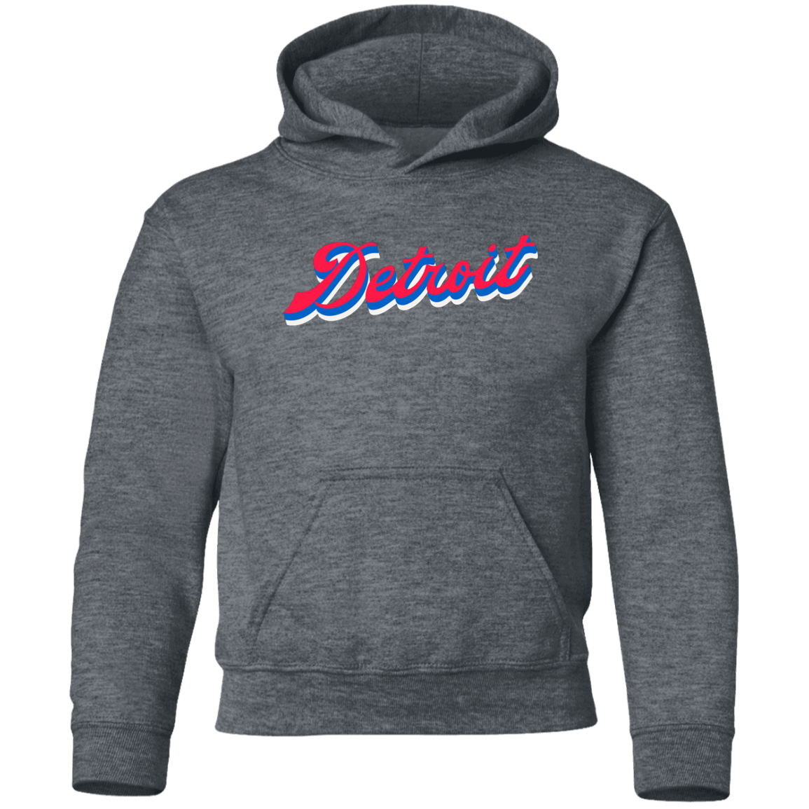 Detroit Script - Red Kids Unisex Classic Hoodie
