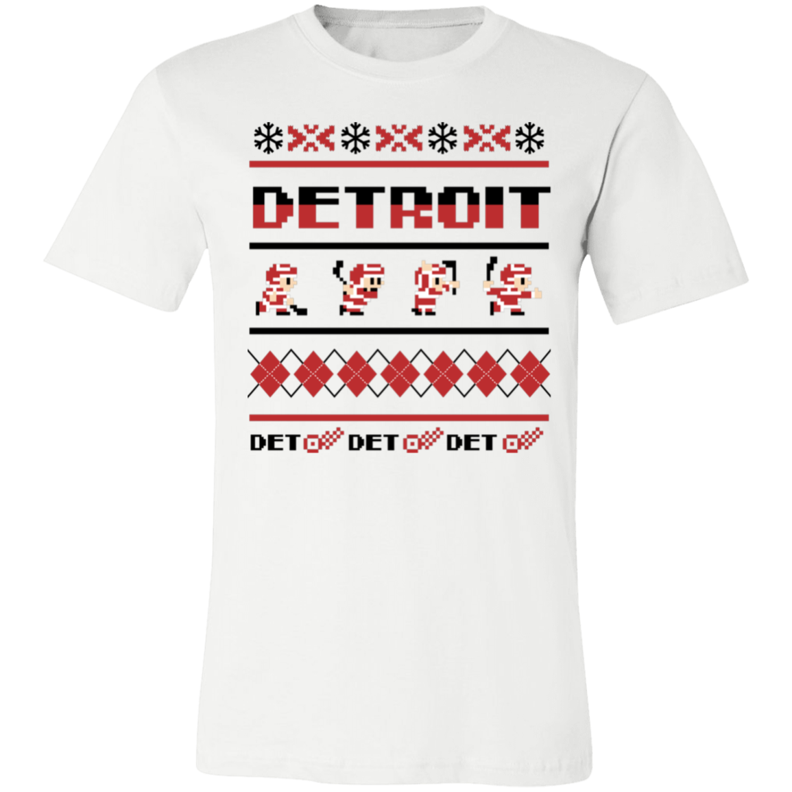 Detroit Hockey Sweater - Red + Black Unisex Classic T-Shirt