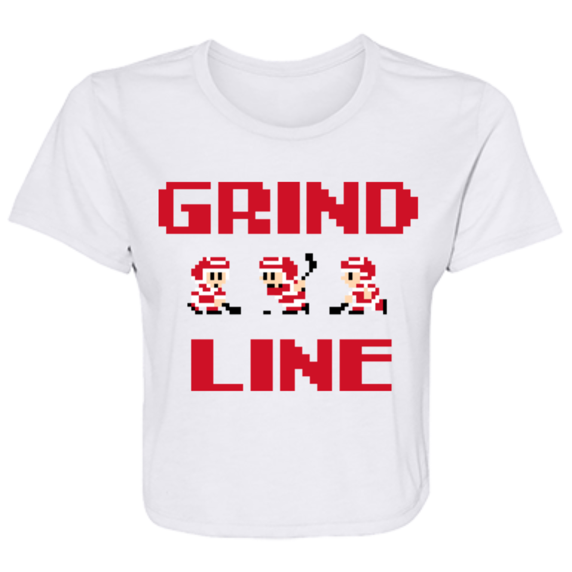8bit Grind Line - Red + Black Flowy Cropped Tee