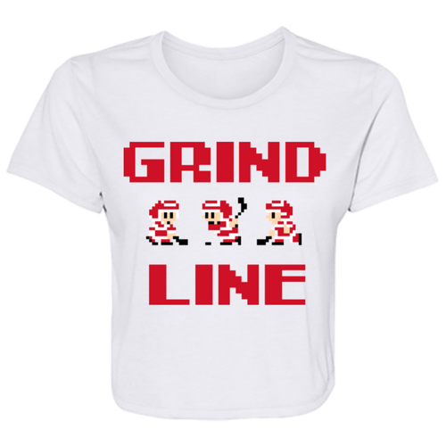 8bit Grind Line - Red + Black Flowy Cropped Tee
