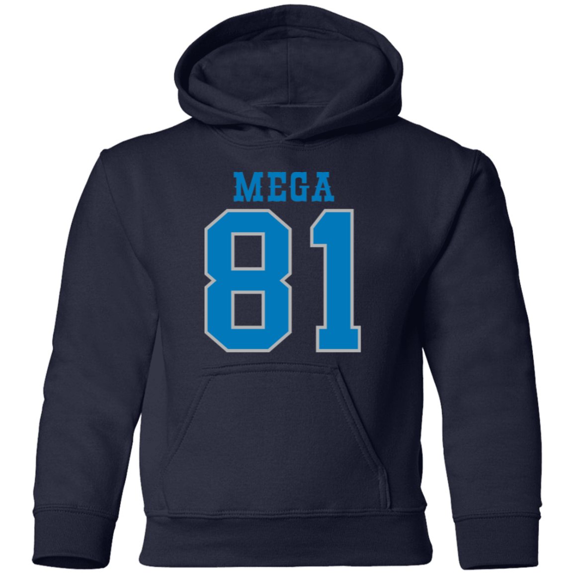 Detroit Football Number 81 - Dark Blue + Silver Kids Unisex Classic Hoodie