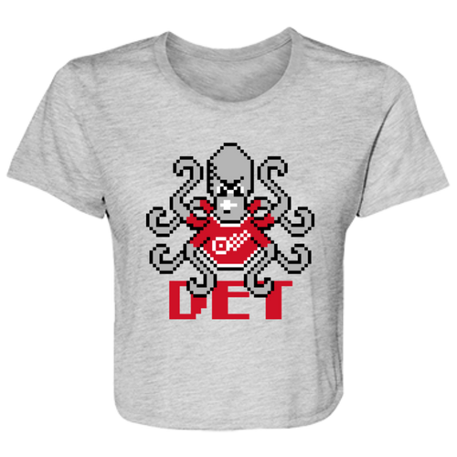 8bit Det Octopus - Red Flowy Cropped Tee