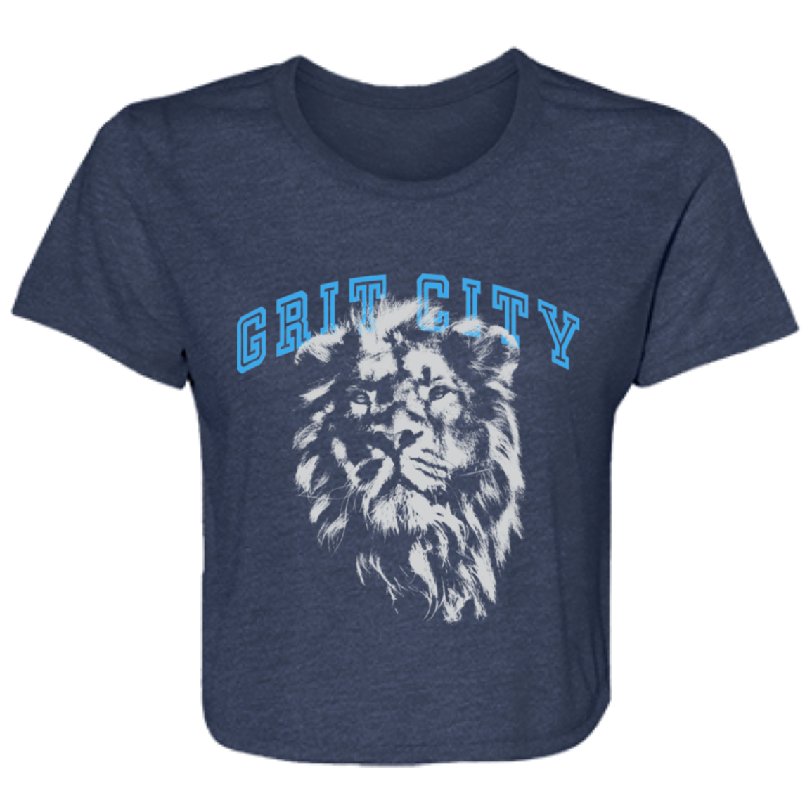 Grit City - Silver + Light Blue Flowy Cropped Tee