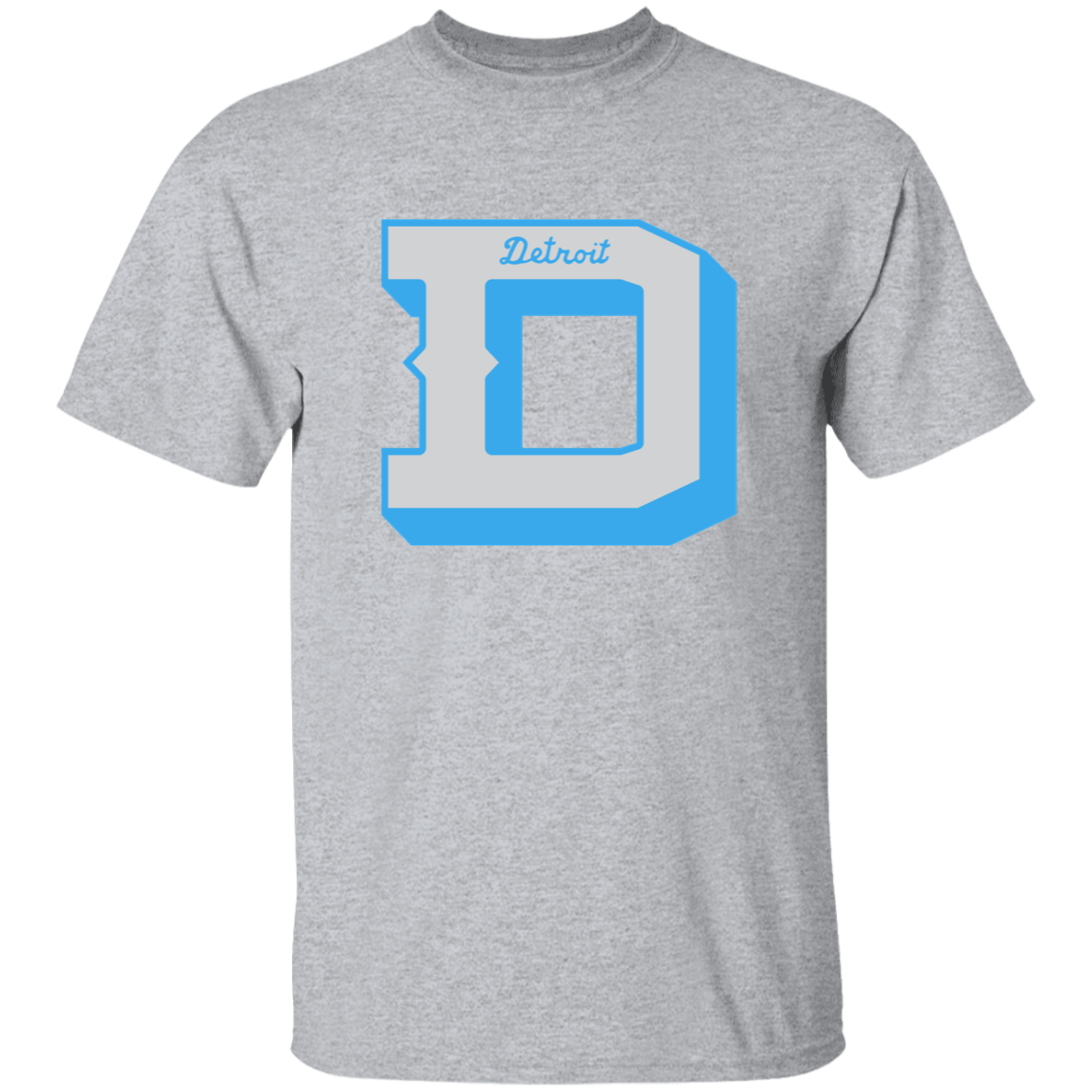 Detroit Football D - Silver + Light Blue Kids Unisex Classic T-Shirt