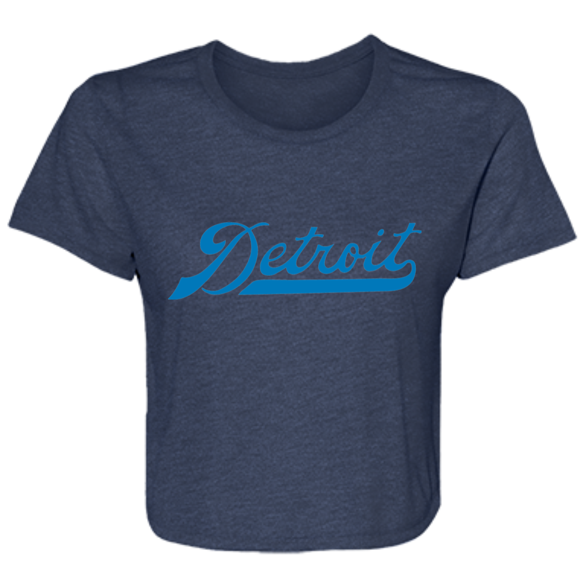 Detroit Football Script - Blue Flowy Cropped Tee