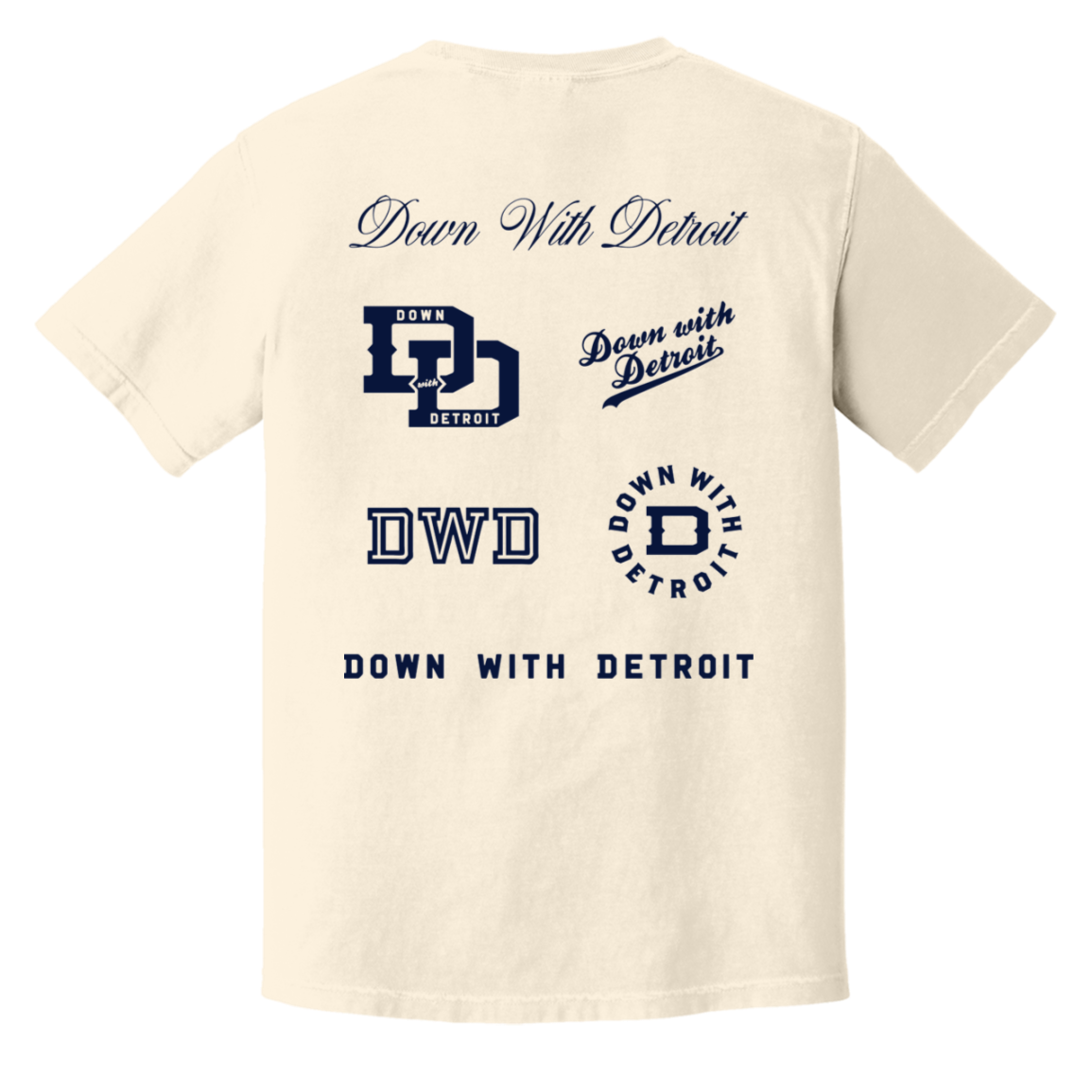 All Over Logos F - Navy Vintage Wash T-Shirt